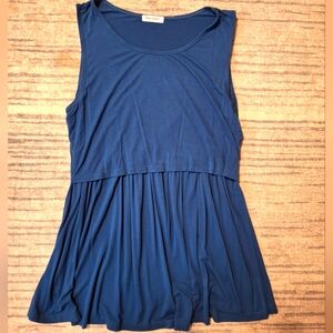 3 For $21 Bearsland Blue Asymmetrical Peplum Tank Top Maternity/ Nursing XL